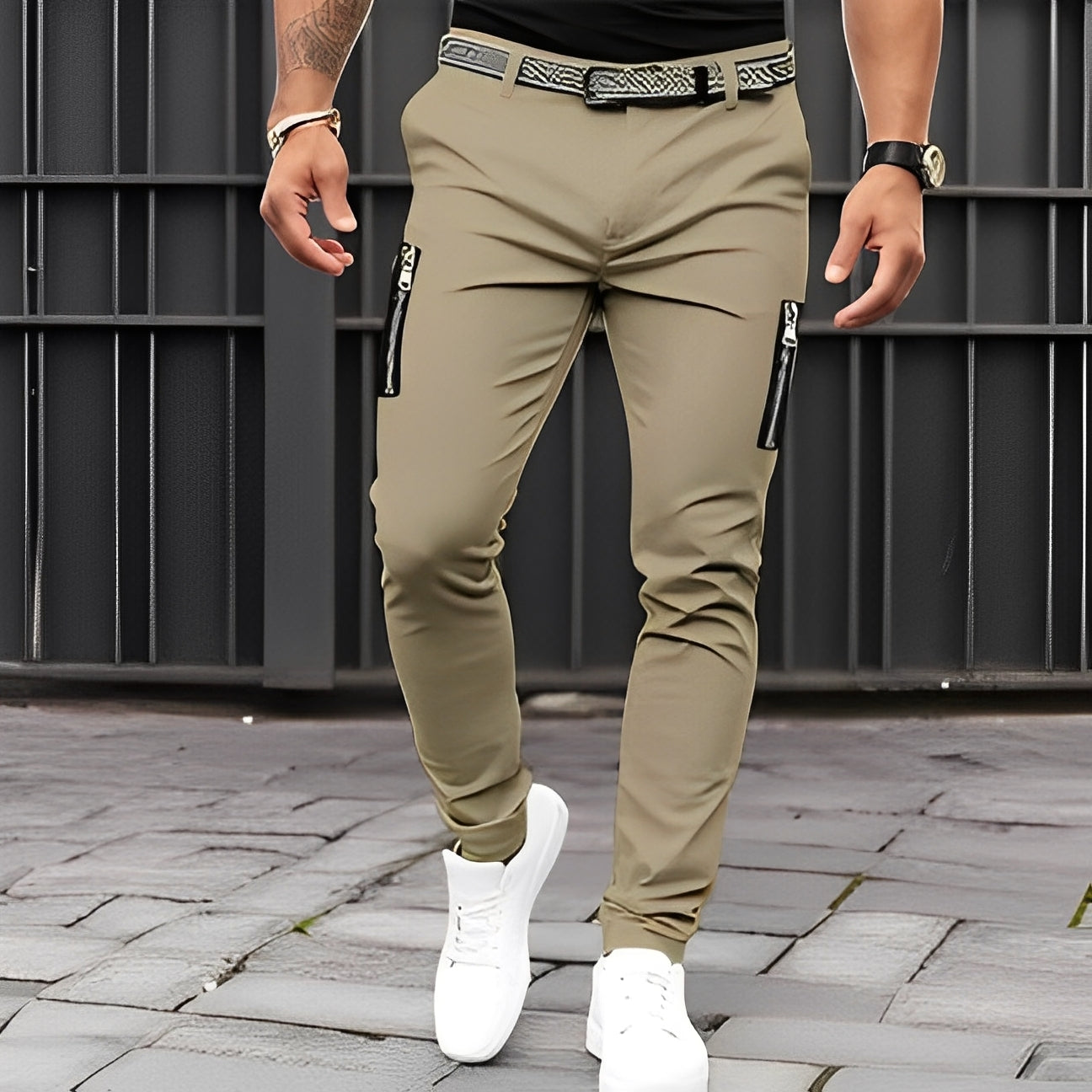 Jaron - Modne, luźne spodnie Slim-Fit dla panów