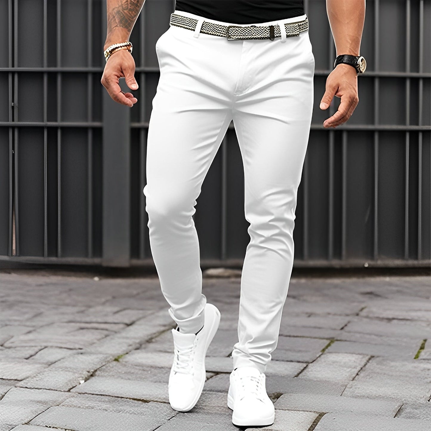 Jaron - Modne, luźne spodnie Slim-Fit dla panów
