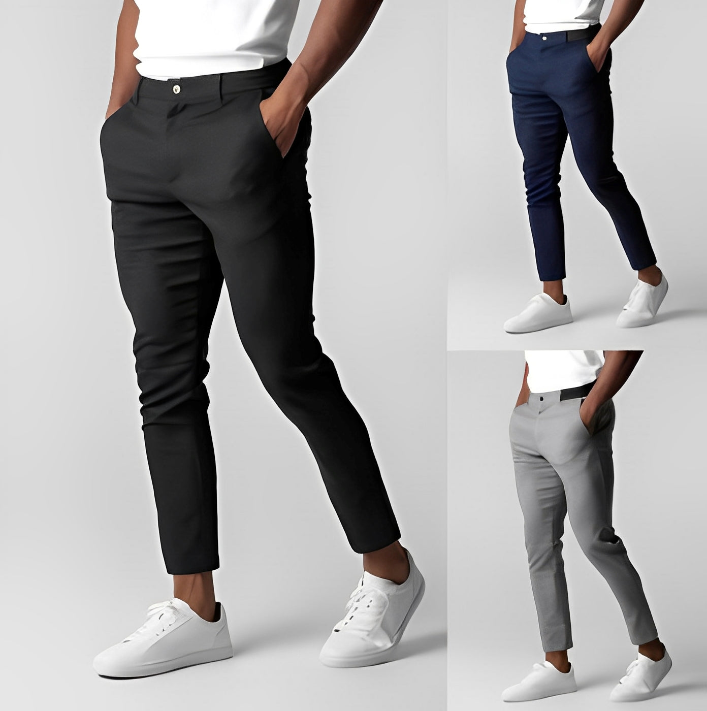Justine - Męskie Luźne Slim-Fit Chinosy