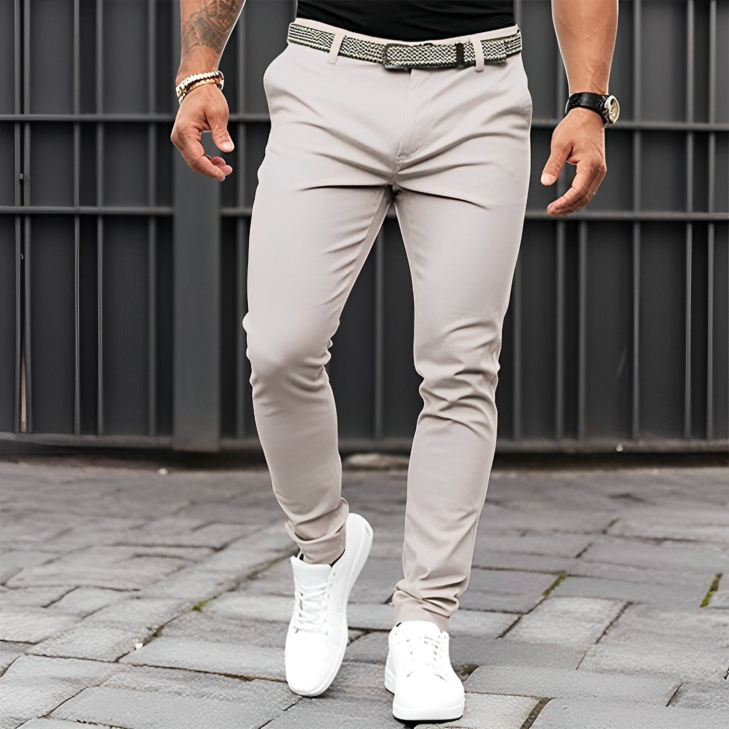 Jaron - Modne, luźne spodnie Slim-Fit dla panów