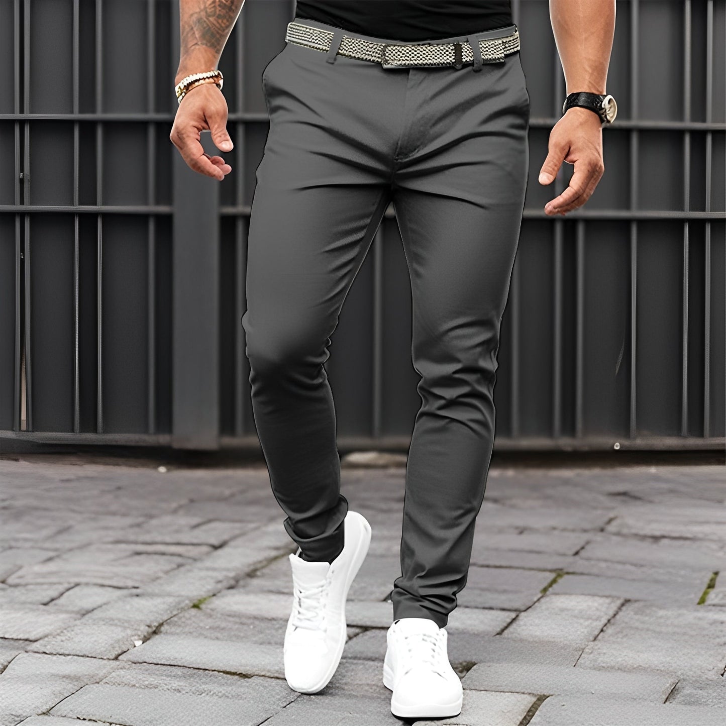Jaron - Modne, luźne spodnie Slim-Fit dla panów