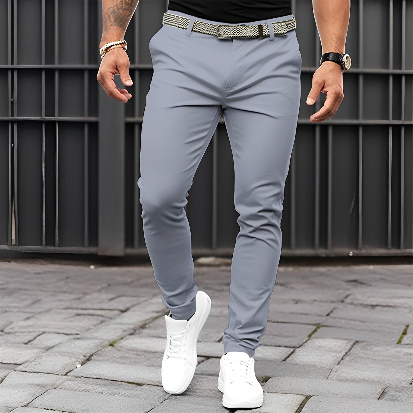 Jaron - Modne, luźne spodnie Slim-Fit dla panów