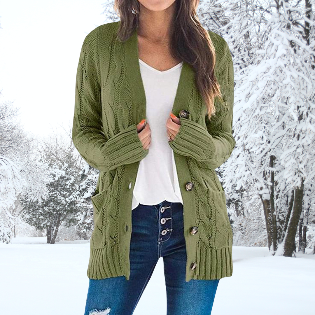 Olive - stylowy sweter z dopasowanym zapięciem