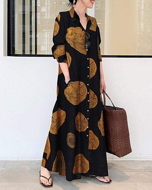 SunlitSerenity - Sukienka Maxi Lniana