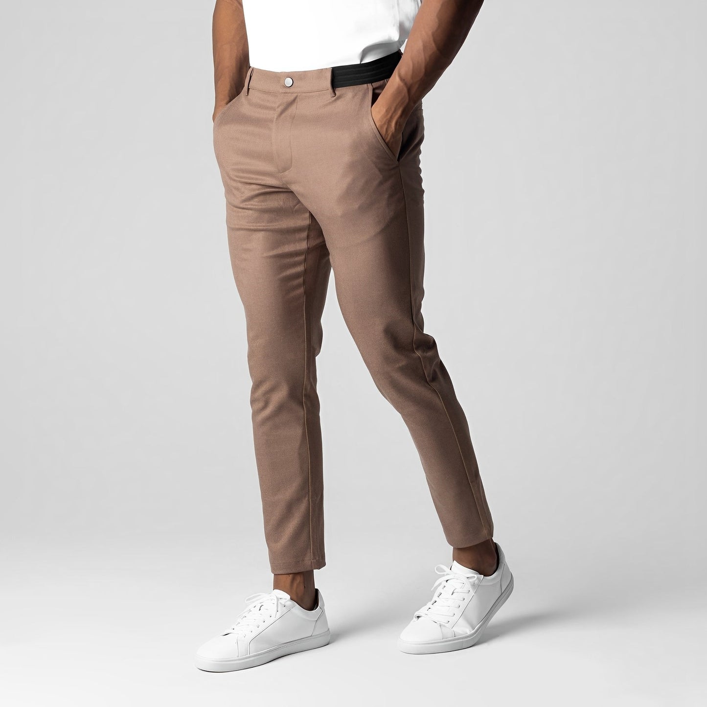 Justine - Męskie Luźne Slim-Fit Chinosy