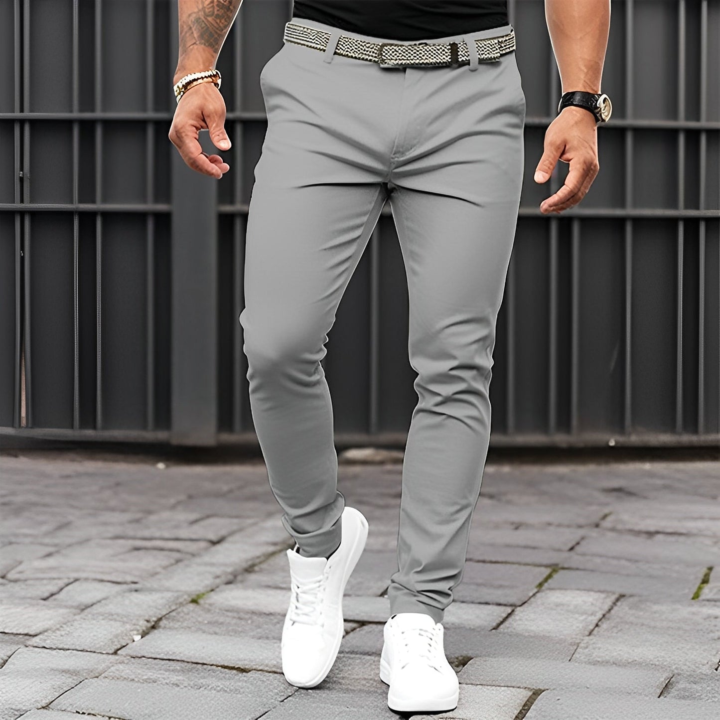 Jaron - Modne, luźne spodnie Slim-Fit dla panów