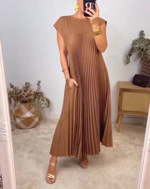 Gillian - Elegancka Maxi Sukienka Monochromatyczna